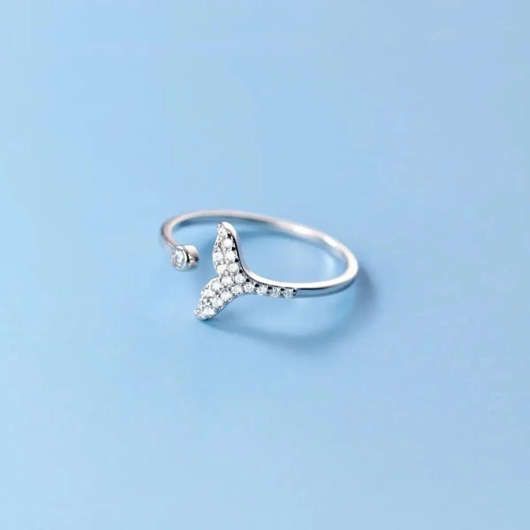 Silver Whale Tail Open Ring