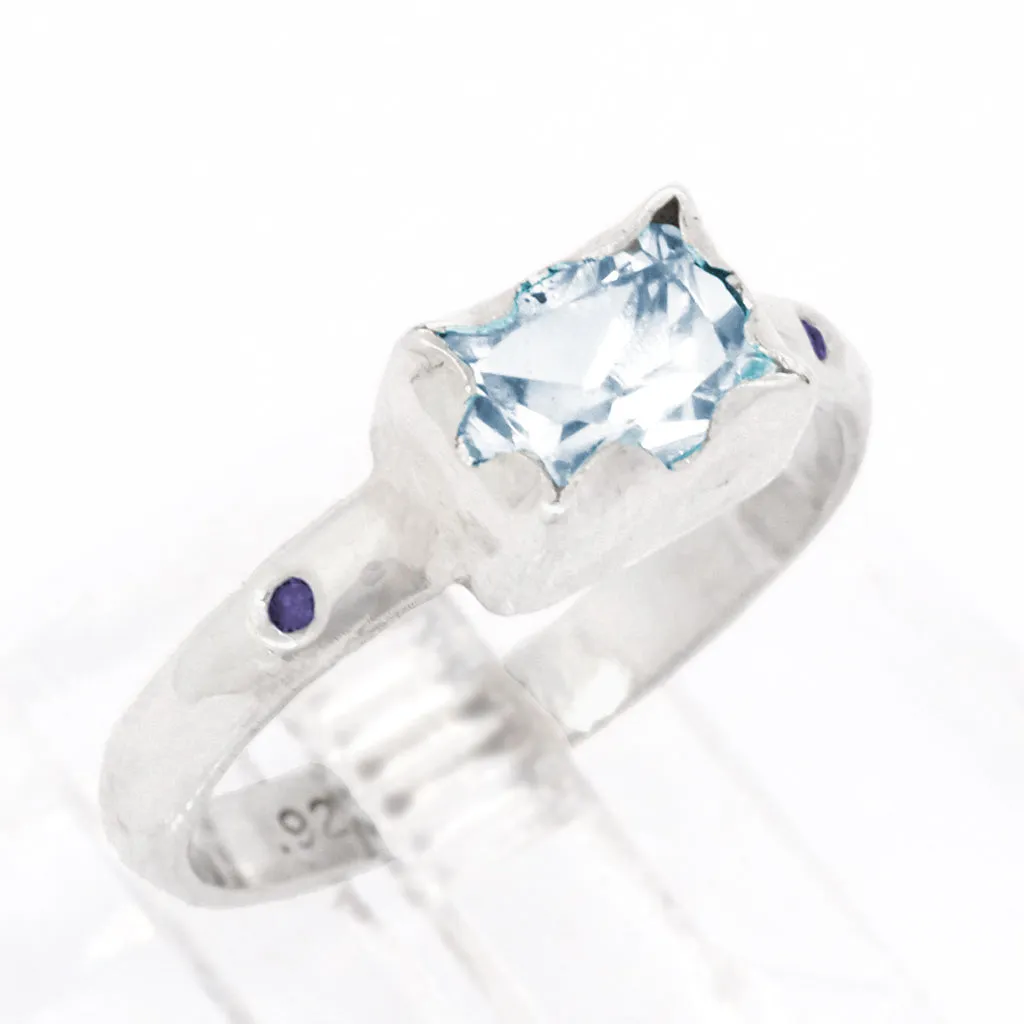 Sky Blue Topaz & Diamonds Ring (size 7)