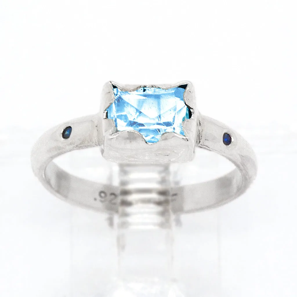 Sky Blue Topaz & Diamonds Ring (size 7)