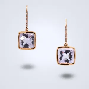 Sleek Amethyst Diamond Earrings