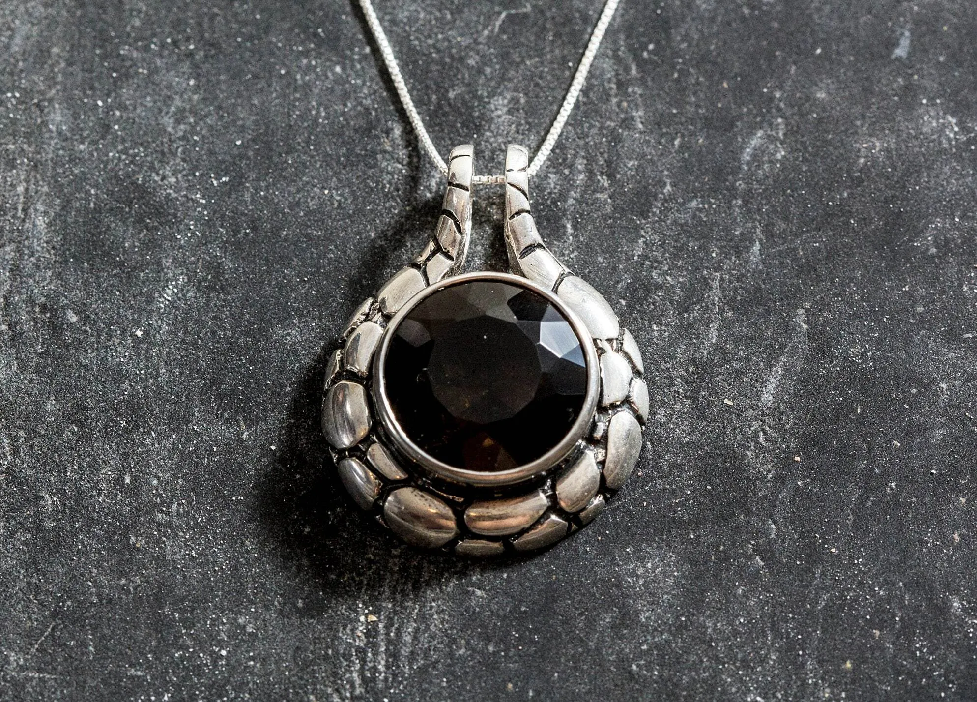 Smoky Topaz Necklace - Genuine Topaz Necklace - Ancient Statement Pendant