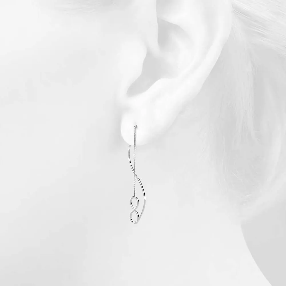 Solid 925 Sterling Silver Infinity Dangle Earrings