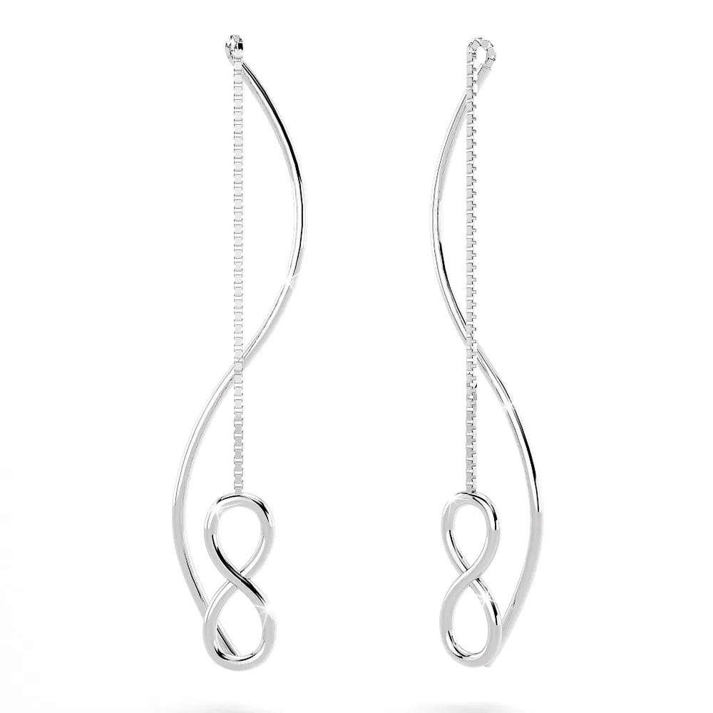 Solid 925 Sterling Silver Infinity Dangle Earrings