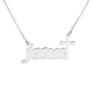 Spiritual Christian Cross JESUS Pendant Necklace in Sterling Silver