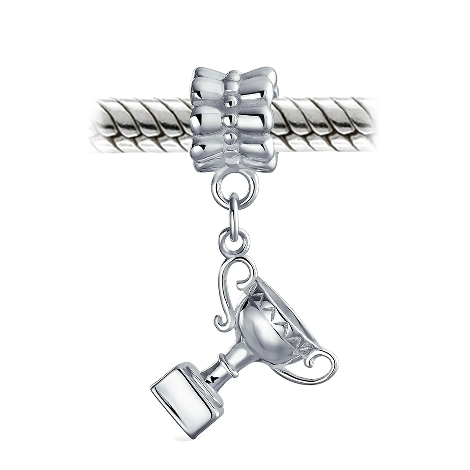 Sports Champion Trophy Dangle Charm Bead Sterling Silver for European Bracelet