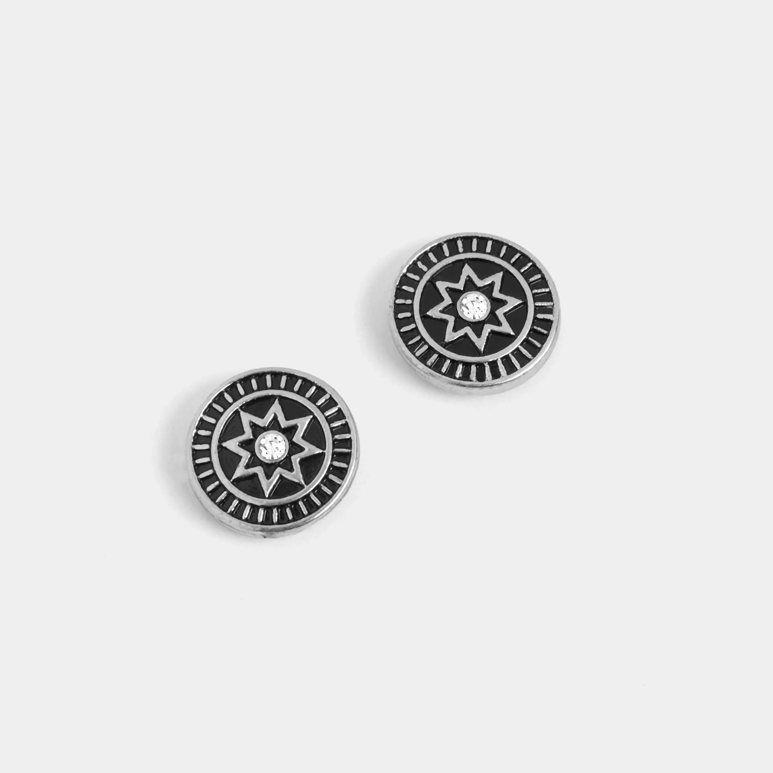 Star Crest Stud Earrings - Silver