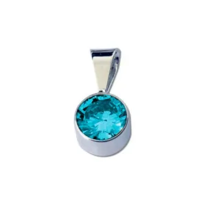 Sterling Silver 4mm Swiss Blue CZ Pendant (Dec)