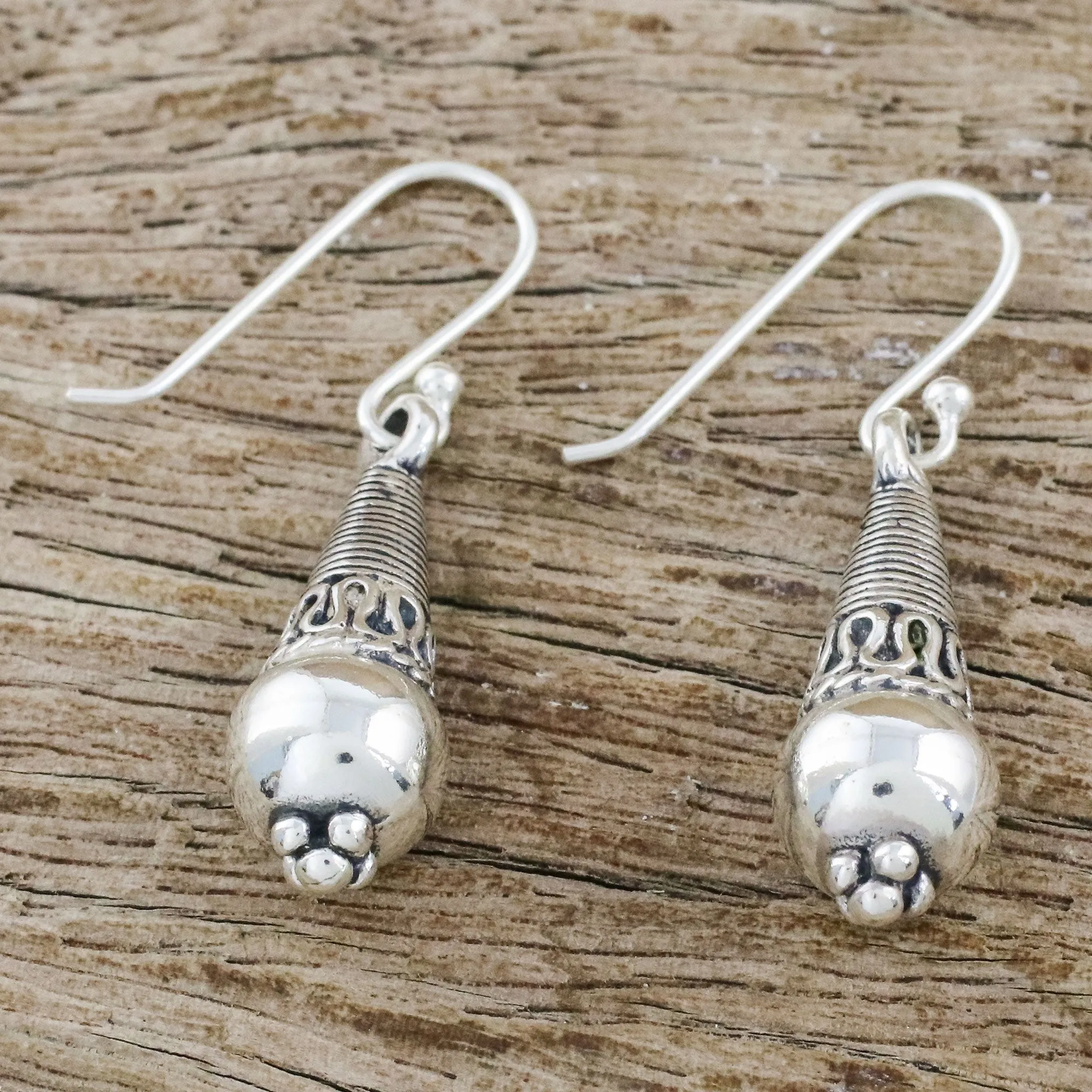 Sterling Silver Dangle Earrings from Thailand - Orbs of Opulence | NOVICA