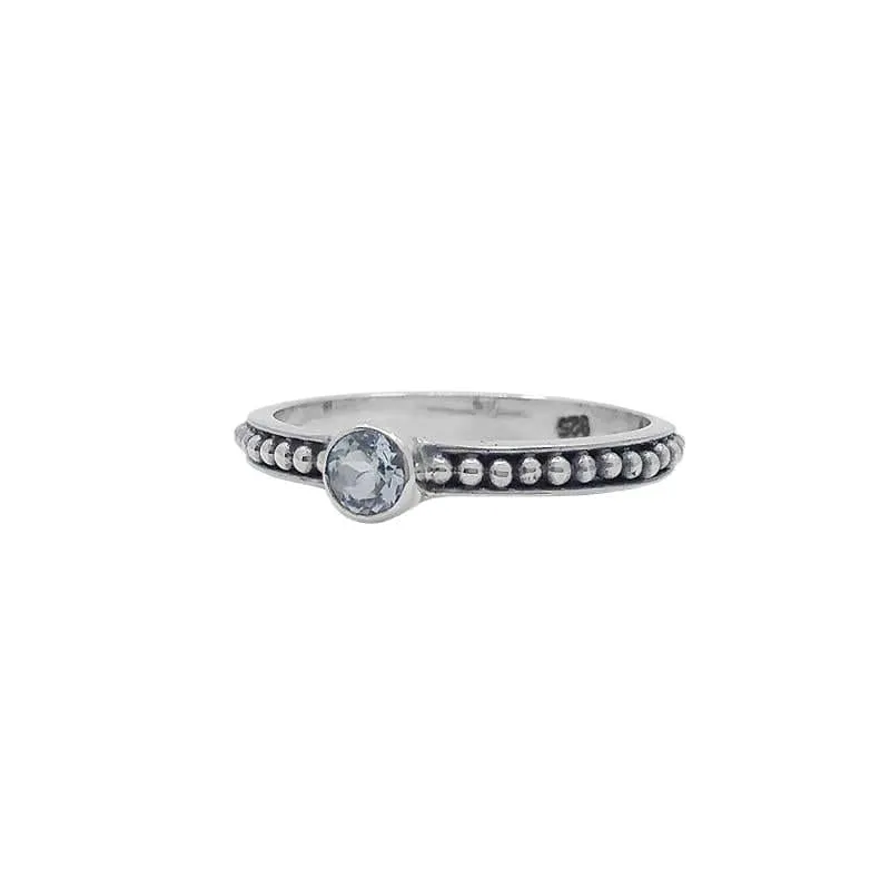 Sterling Silver Granulation Band with Blue Topaz