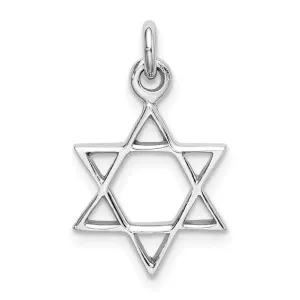 Sterling Silver Rhodium-plated Polished Star of David Pendant