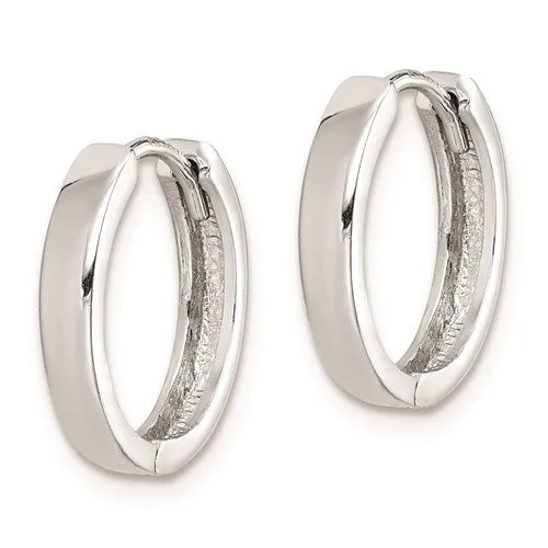 Sterling Silver Rhodium Polished Hinged Hoop Earrings