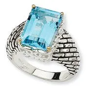 Sterling Silver w/14k Yellow Gold 9.48Sky Blue Topaz Ring