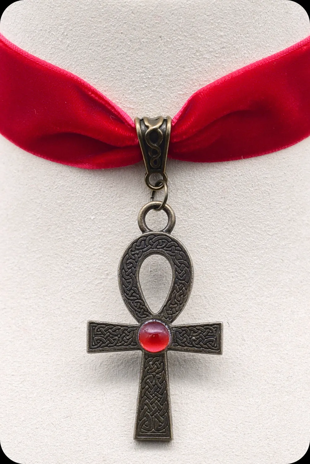 The ANKH Antique Brass Red Choker