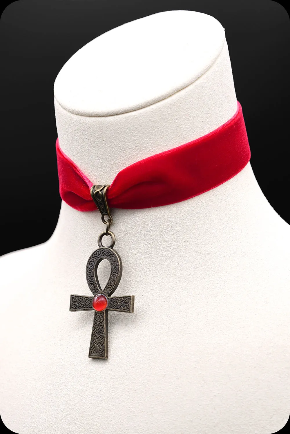 The ANKH Antique Brass Red Choker