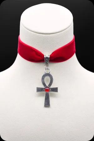 The ANKH Antique Silver Red Choker