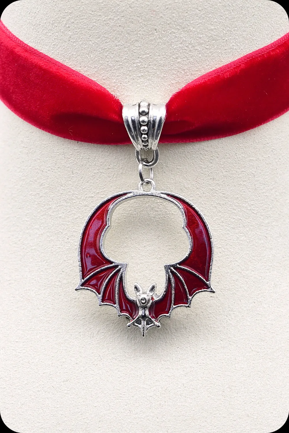 The BAT Silver Red Choker