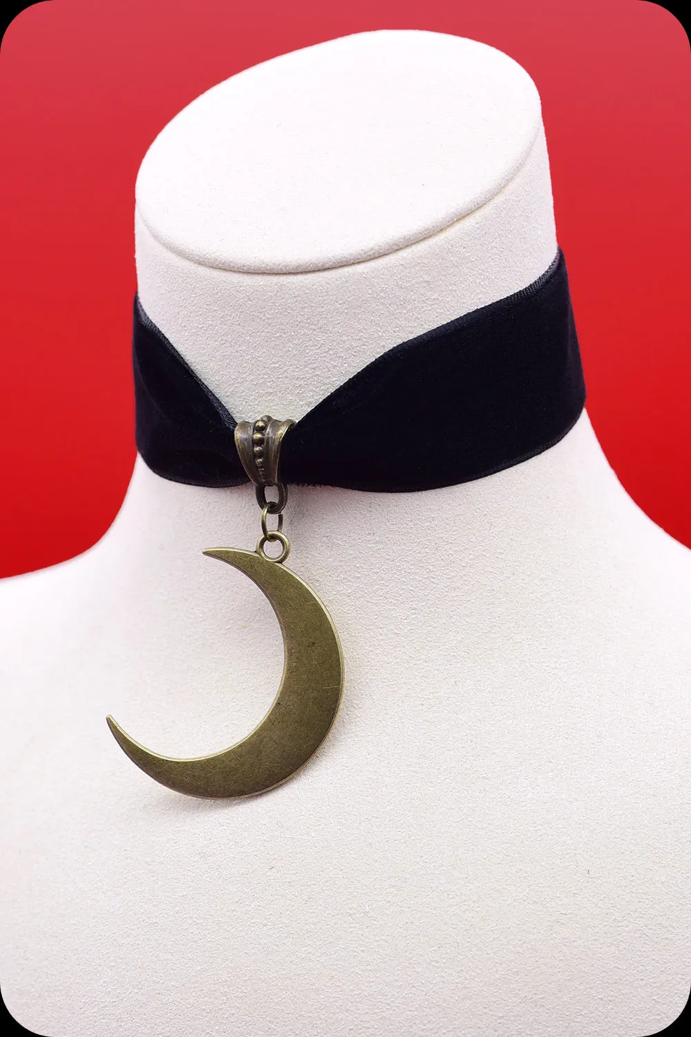 The MOON Antique Brass Black Choker