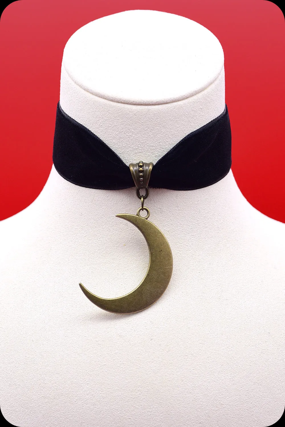 The MOON Antique Brass Black Choker