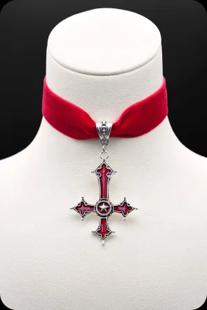 The SATANIST Silver Red Choker