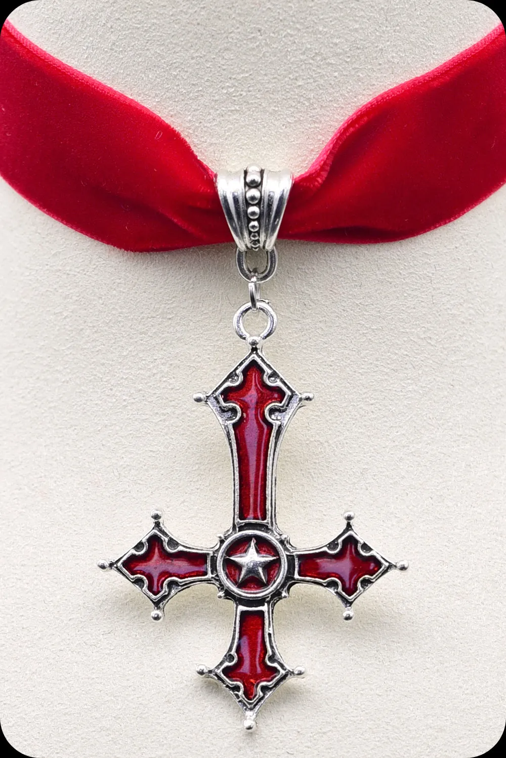 The SATANIST Silver Red Choker