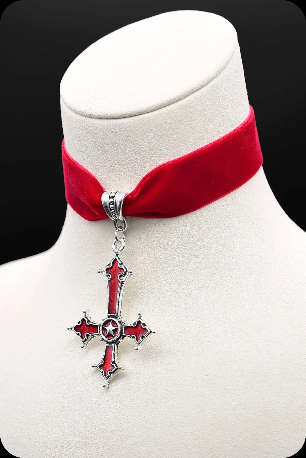 The SATANIST Silver Red Choker