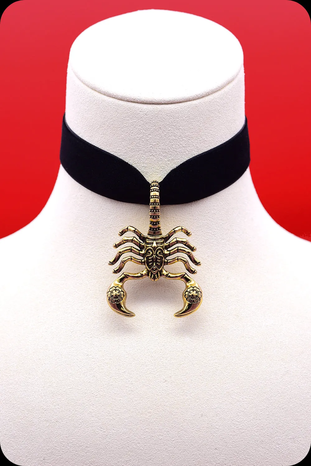 The SCORPION Antique Gold Black Choker