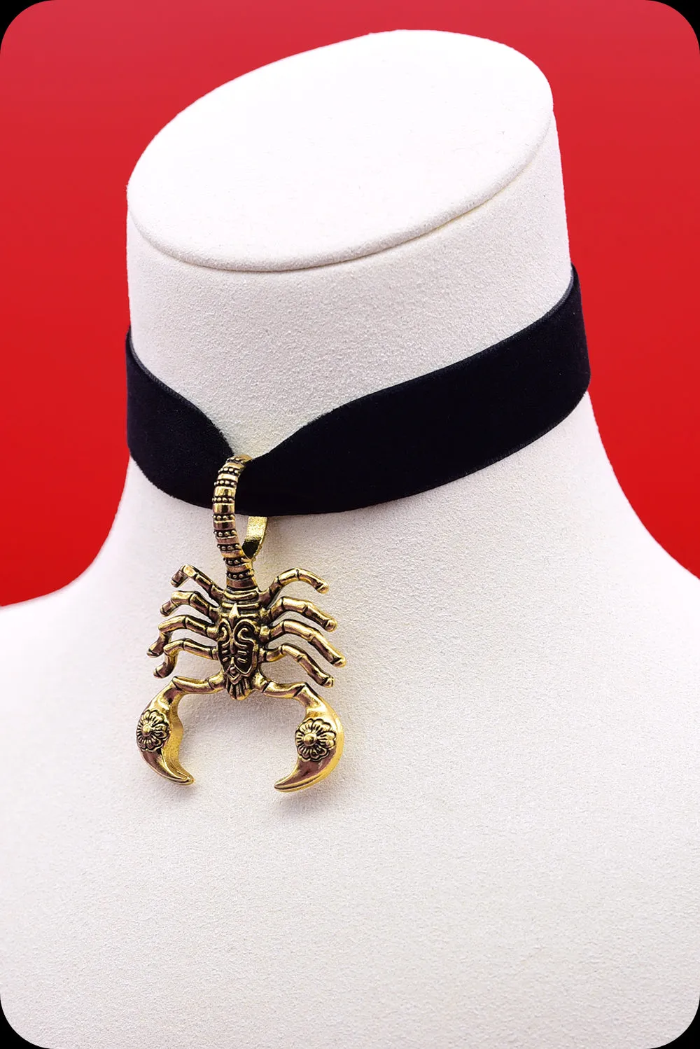 The SCORPION Antique Gold Black Choker