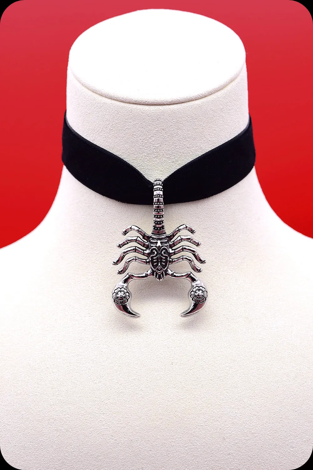 The SCORPION Antique Silver Black Choker