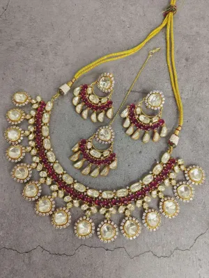 Traditional Red Kundan Necklace Set