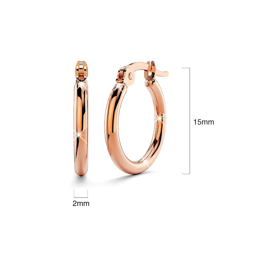 Trishia Hoop Rose Gold Layered Earrings 15mm