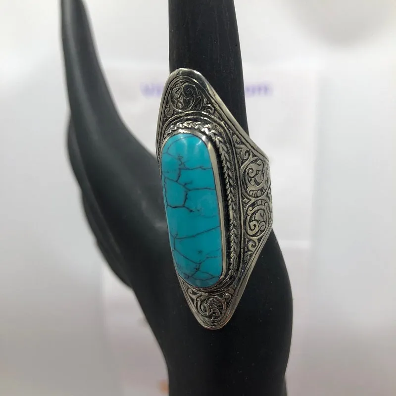 Turkmen Turquoise Ring, Stone Ring, Statement Ring