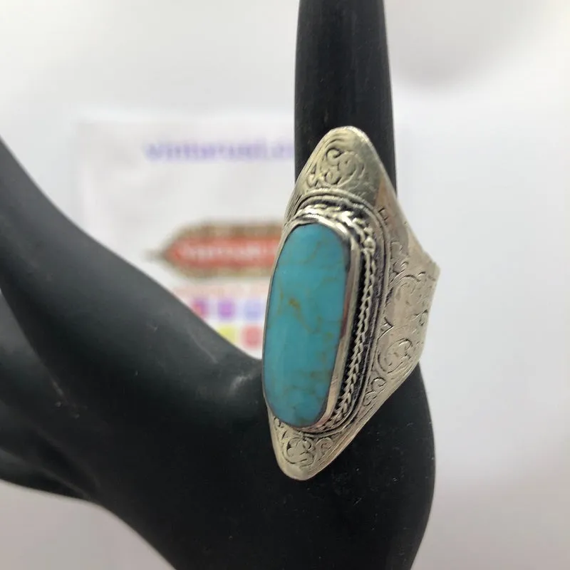 Turkmen Turquoise Ring, Stone Ring, Statement Ring