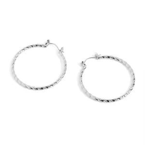 Twisted Hoop Earrings - Silver