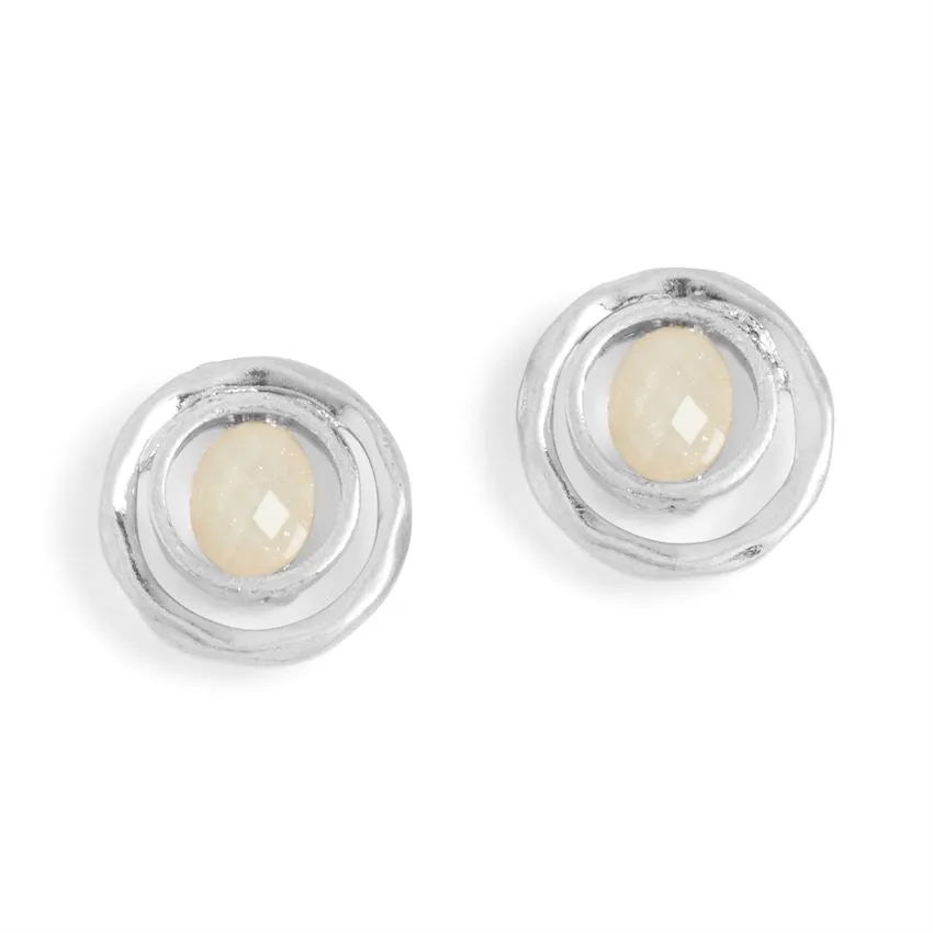 Two Circle Silver Stud Earrings