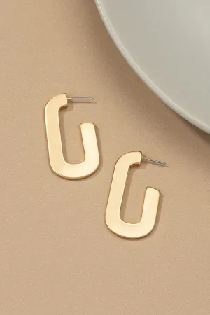 U Shape Flat Surface Hoop Earrings