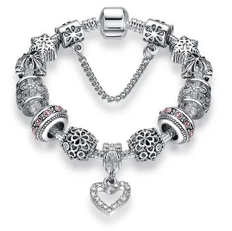 Unique Silver Crystal Charm Bracelet