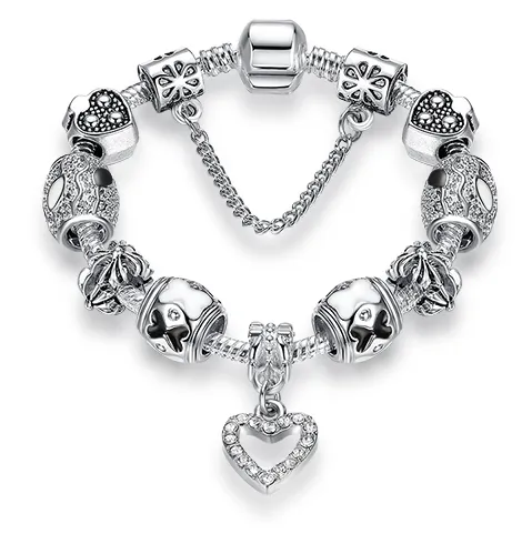 Unique Silver Crystal Charm Bracelet