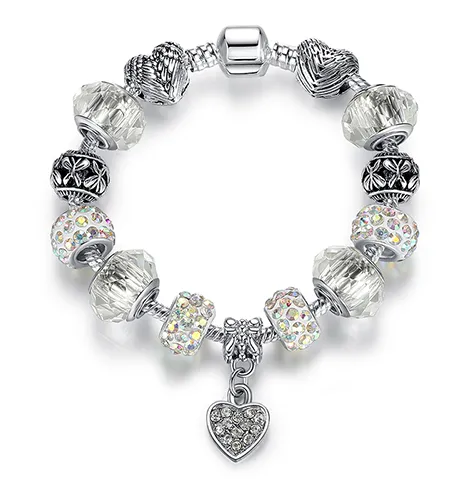 Unique Silver Crystal Charm Bracelet