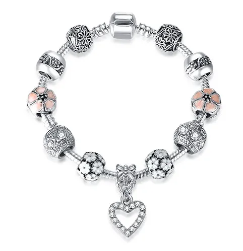 Unique Silver Crystal Charm Bracelet