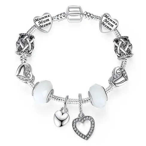 Unique Silver Crystal Charm Bracelet