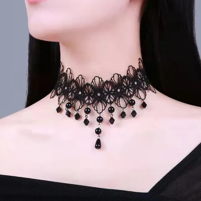 Velvet Choker, Vintage Sexy Lace Necklace with Pendants variety