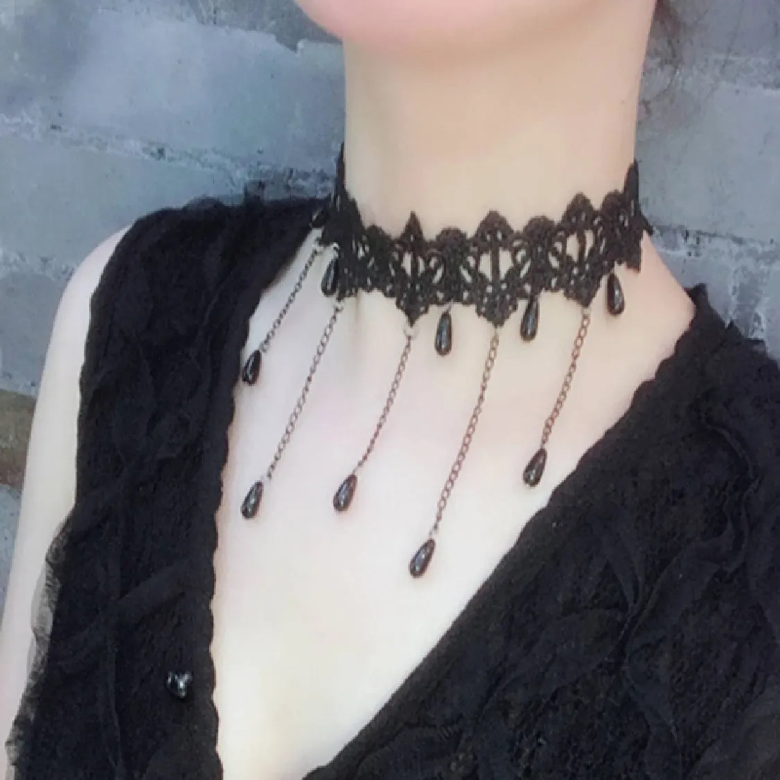 Velvet Choker, Vintage Sexy Lace Necklace with Pendants variety