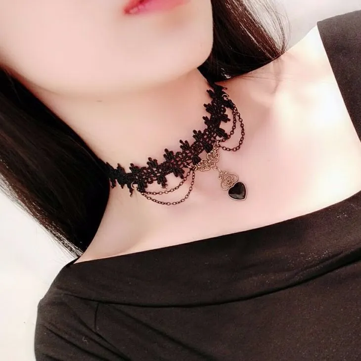 Velvet Choker, Vintage Sexy Lace Necklace with Pendants variety