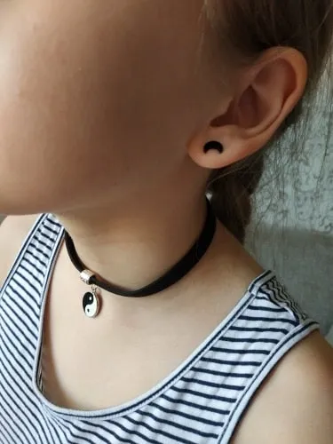 VenusFox Black Crescent Moon Choker, Black Velvet Choker Necklace