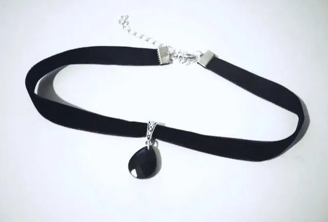 VenusFox Black Crescent Moon Choker, Black Velvet Choker Necklace