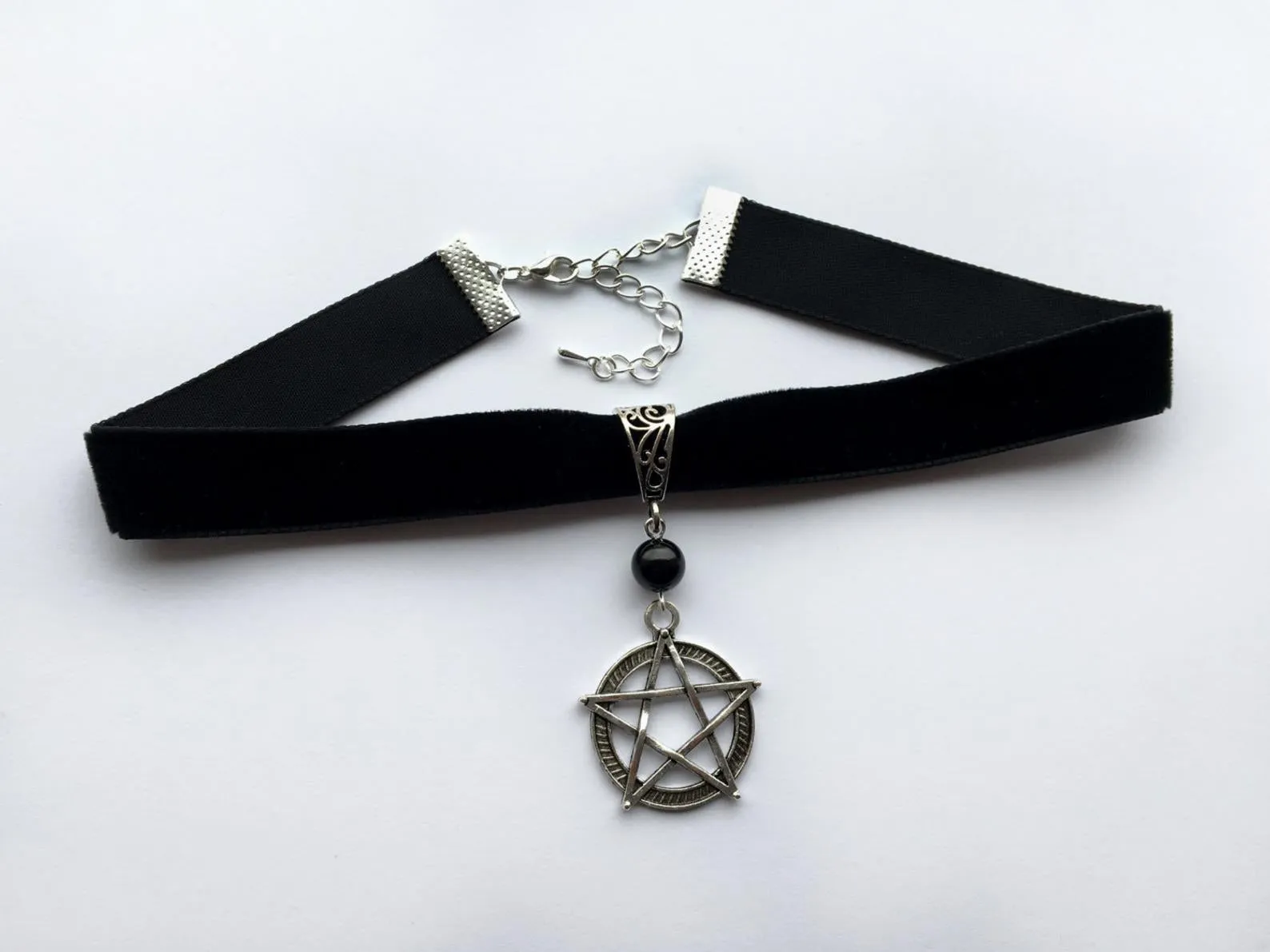 VenusFox Black Crescent Moon Choker, Black Velvet Choker Necklace