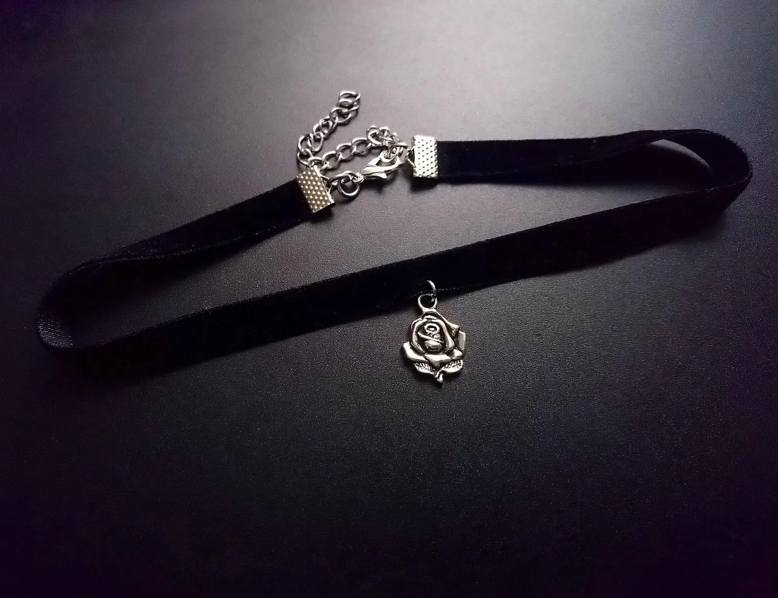 VenusFox Black Crescent Moon Choker, Black Velvet Choker Necklace