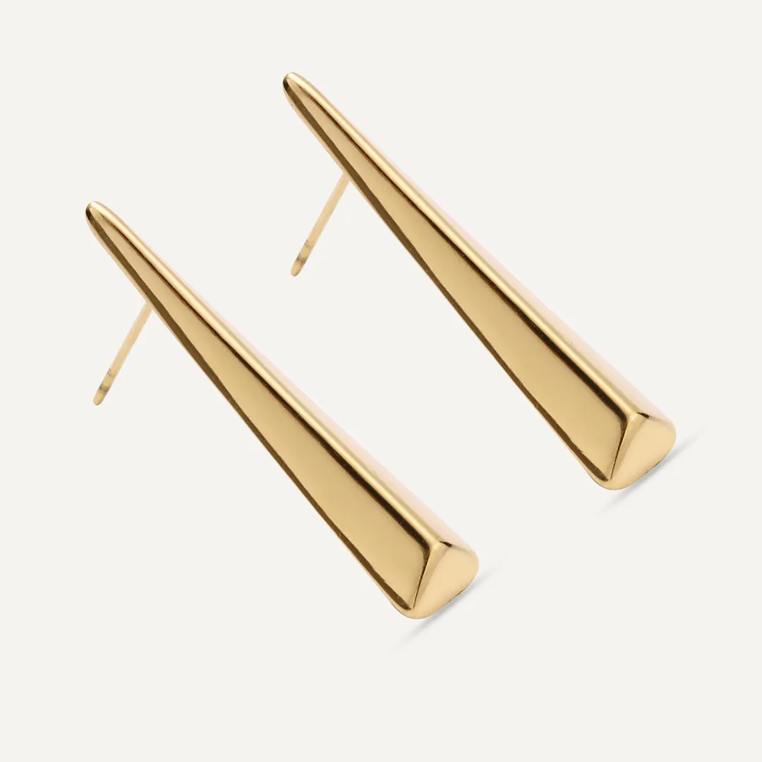 Vibes | Sleek Tapered Drop Post Earrings | 18K Gold-Plated