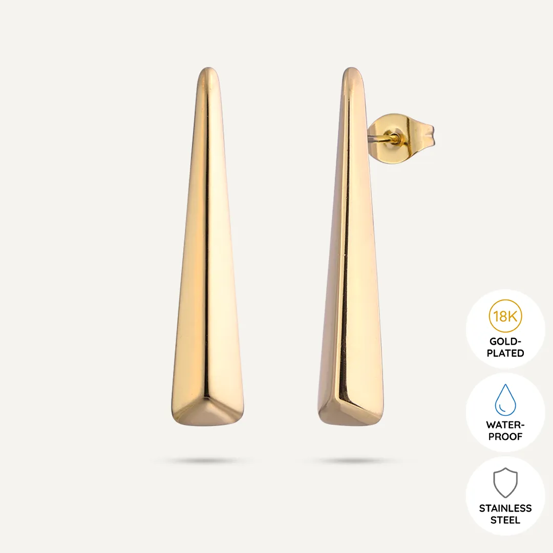 Vibes | Sleek Tapered Drop Post Earrings | 18K Gold-Plated