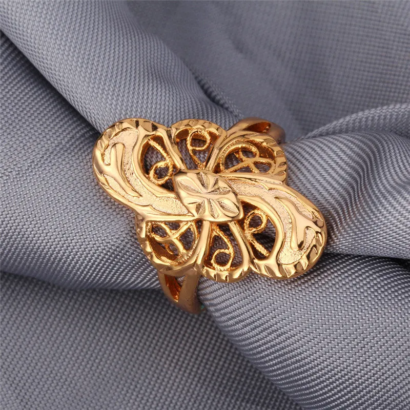 Vintage Engagement Ring Gold Plated Fashion Jewelry Trendy Geometric Band Ring For Women